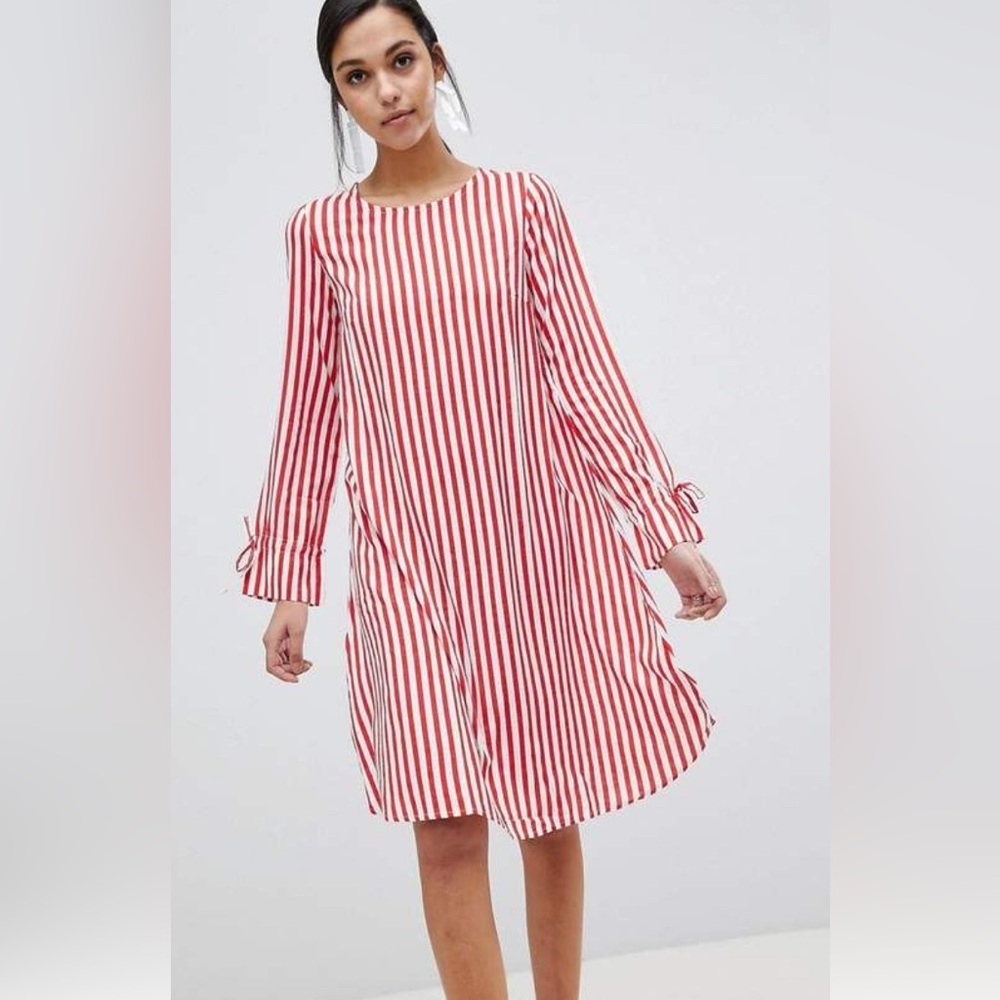 YAS Red and White Striped Dress